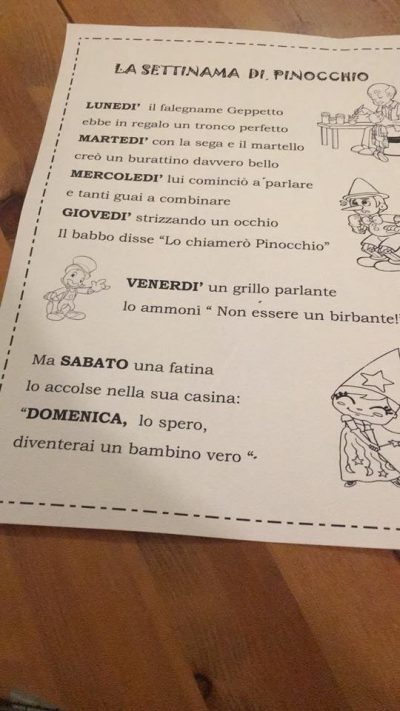 Impariamo I Giorni Della Settimana Con Pinocchio Maestra Elena