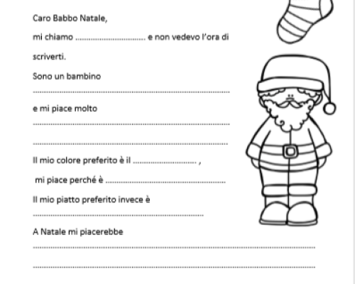 Letterina a Babbo Natale con griglia – bimbo/bimba – Classe Seconda